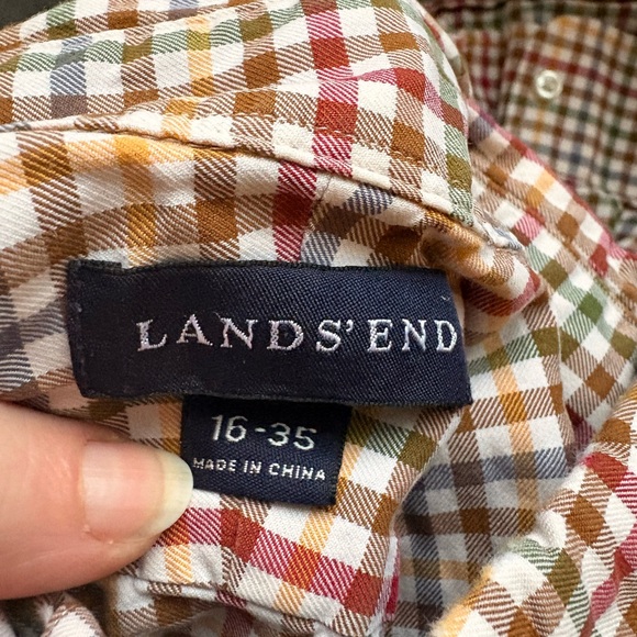 Lands' End Men's Multicolor Plaid Button-Down Shirt - Picture 2 of 4